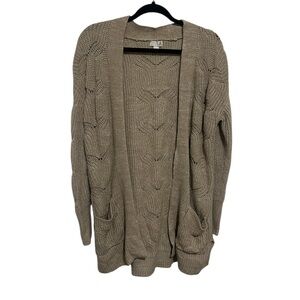 SO Women's Tan Knit Cardigan Sweater